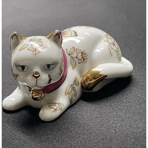 Vintage 1986 Faberge Satsuma Cat 24k Gold Accents Franklin Mint Made in Japan